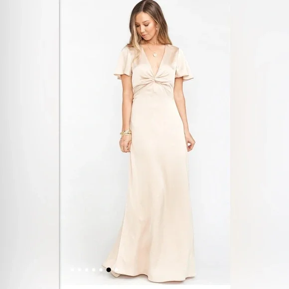NWT SHOW ME YOUR MUMU - Rome Twist Gown color: champagne luxe satin - Picture 5 of 5